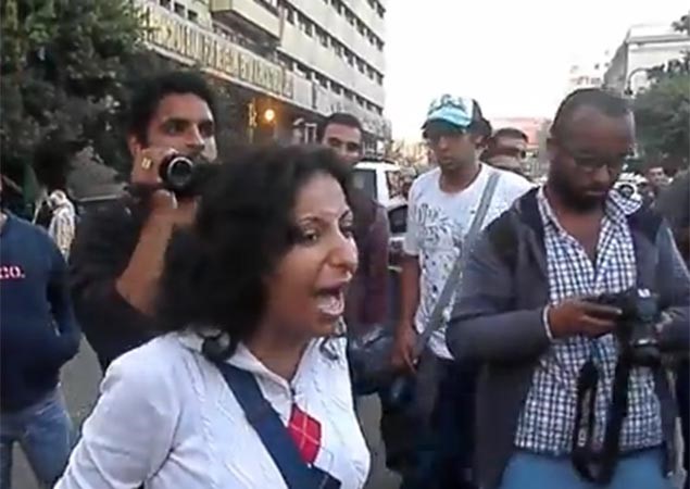 بالفيديو.. صحفية تصاب بحالة هستيرية من الصراخ والبكاء بعد سرقة كاميرتها أمام مجلس الشورى المصري