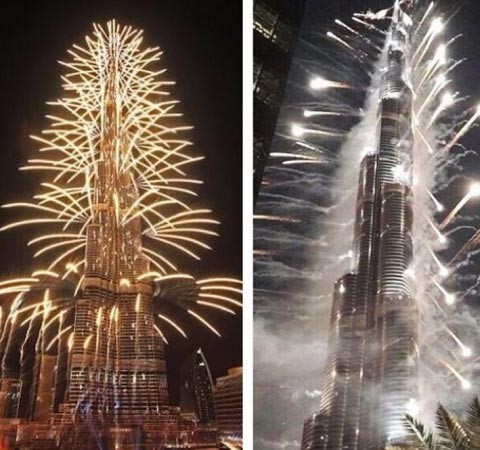 الالعاب النارية زينت برج خليفة فور اعلان النتيجة﻿
