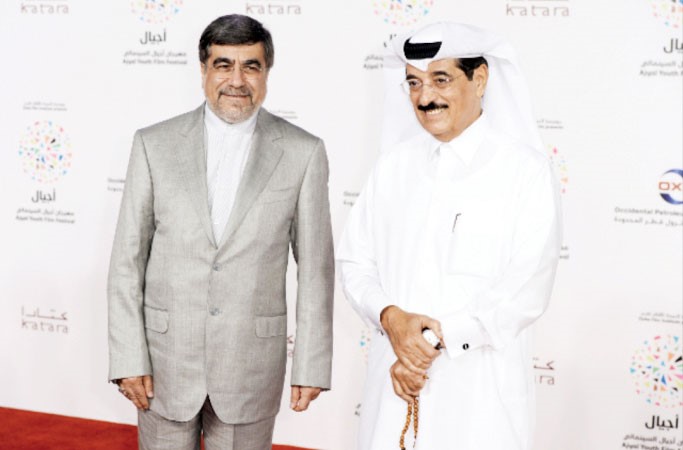 دحمد بن عبدالعزيز الكواري ووزير الثقافة الايراني علي جنتي﻿
