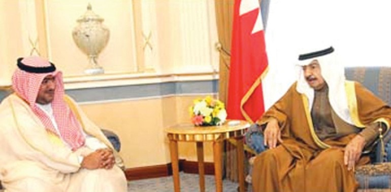 رئيس الوزراء البحريني الشيخ خليفة بن سلمان ال خليفة مستقبلا الشيخ ثامر العلي﻿