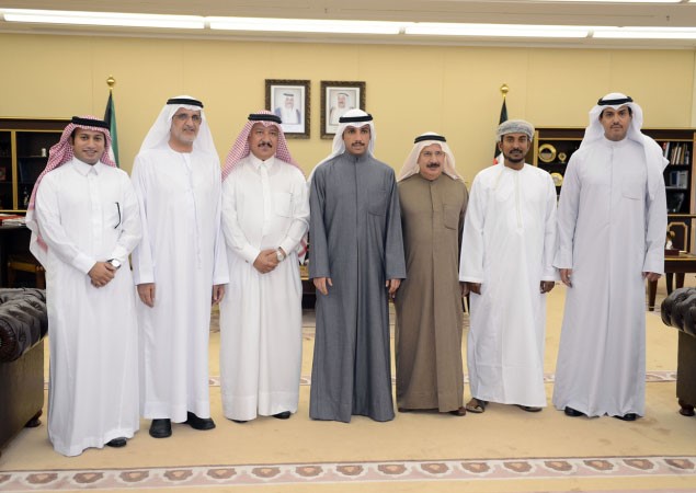 رئيس مجلس الامة مرزوق الغانم مستقبلا الوفد الاعلامي الخليجي﻿