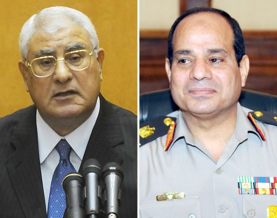 صورة مركبة للرئيس المصري المؤقت المستشار عدلي منصور ووزير الدفاع الفريق اول عبدالفتاح السيسي﻿