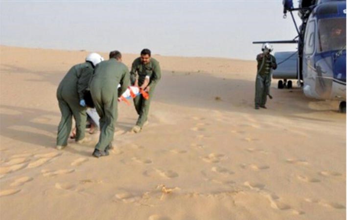 الأمن السعودي ينقذ بالطائرات مسنة وشاباً إماراتيين من الموت