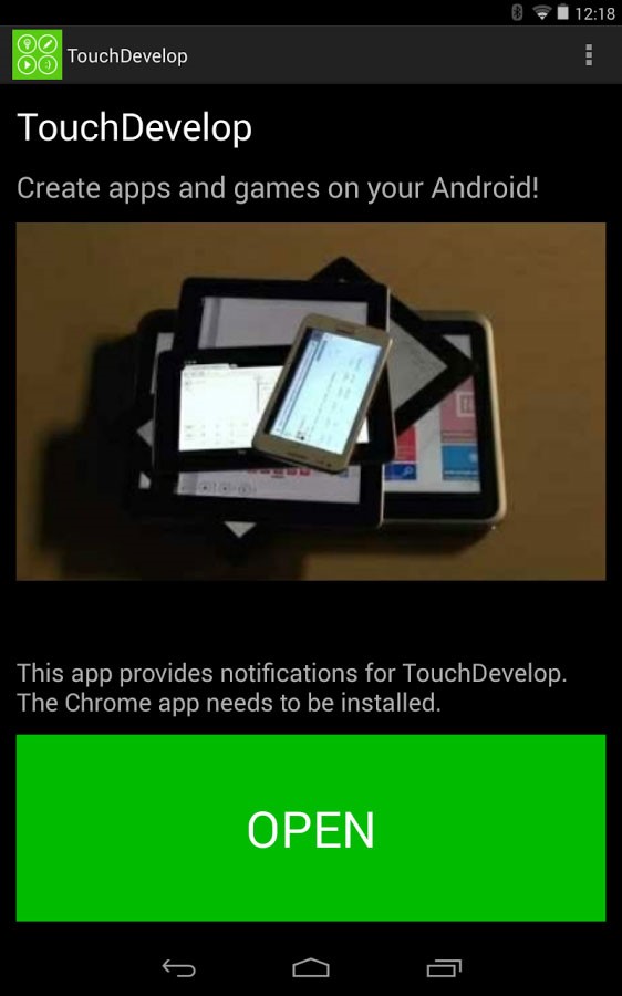 تطبيق ‏«‏‎TouchDevelop‏»‏ في «‏‎أندرويد‏»