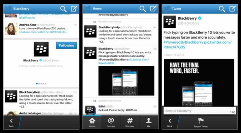 ربط «تويتر» مع «BBM» بنظام «بلاكبيري 10»