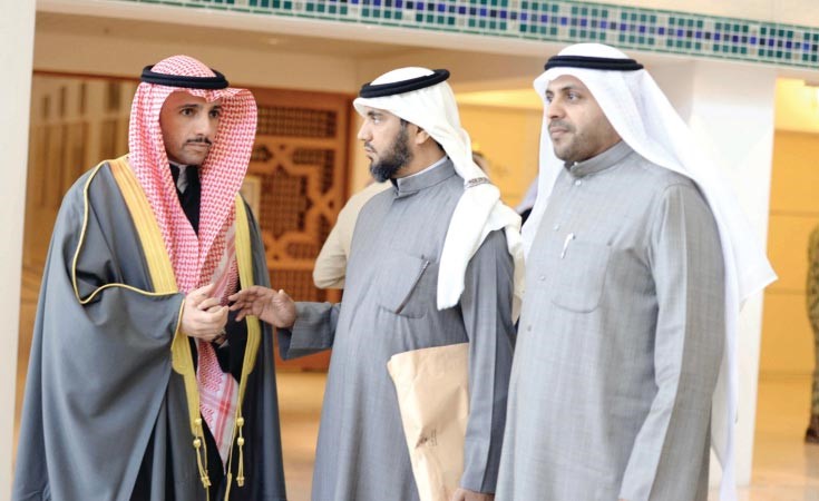 رئيس مجلس الامة مرزوق الغانم وحديث مع النائبين د حسين قويعان ومحمد الجبري