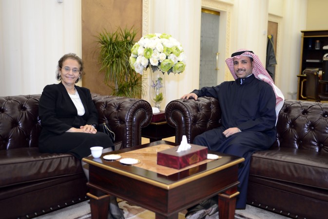 رئيس مجلس الامة مرزوق الغانم خلال استقباله سفيرة دول مجلس التعاون بالاتحاد الاوروبي امل الحمد﻿
