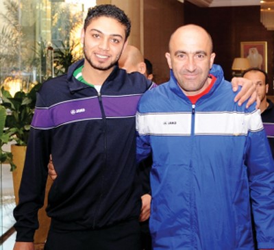 سعيد مرجان محترف كاظمة ونجم المنتخب الاردني مع مدرب اللياقة البدنية