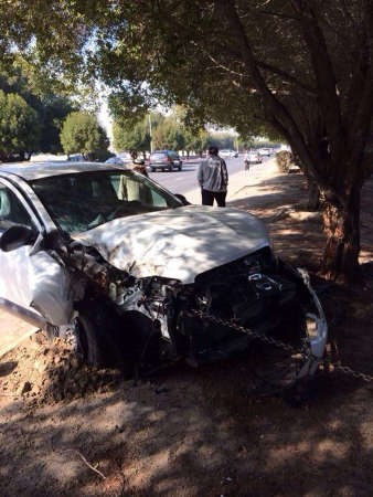 مركبة حادث الغوص وقد تهشمت مقدمتها﻿