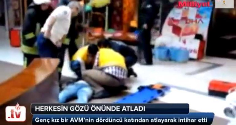 بالفيديو.. لحظة انتحار فتاة تركية في مركز تجاري بعد تخلي خطيبها عنها