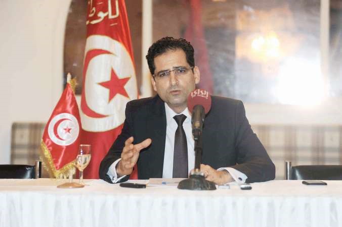 السفير التونسي نور الدين الري متحدثا خلال المؤتمر الصحافياسامة ابوعطية