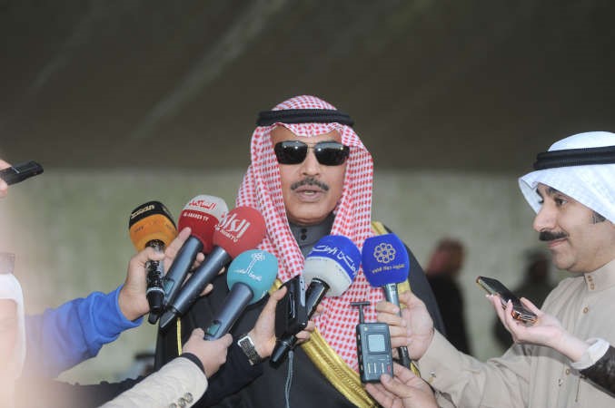 الشيخ صباح الخالد متحدثا لوسائل الاعلام خلال الفعالية