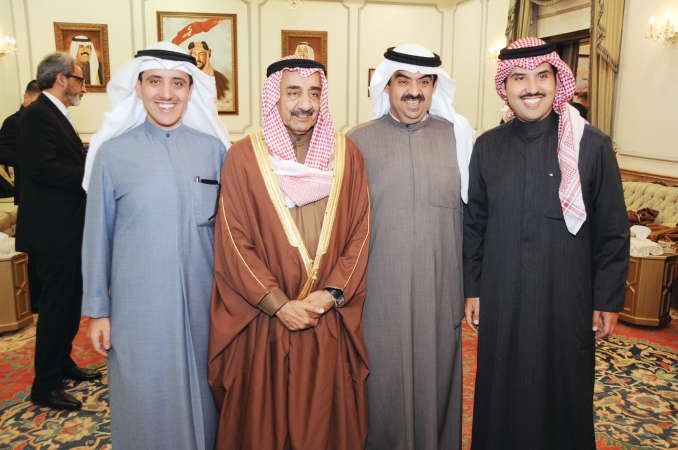 جاسم الخرافي والشيخ خالد البدر والشيخ صباح ناصر المحمد والشيخ داحمد ناصر المحمد هاني الشمري