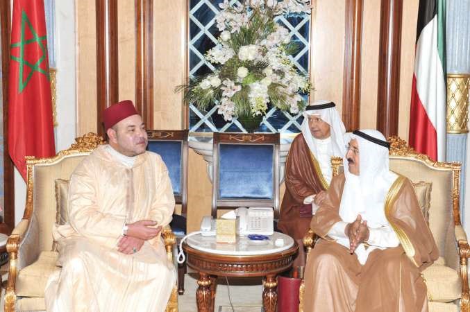 صاحب السمو الامير الشيخ صباح الاحمد وحديث مع الملك محمد السادس في صورة ارشيفية