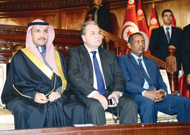 رئيس مجلس الامة مرزوق الغانم خلال مشاركته في الاحتفال بالمصادقة على الدستور الجديد