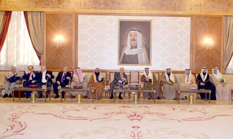 رئيس مجلس الامة مرزوق الغانم خلال توديعه رئيس مجلس النواب في الجمهورية اللبنانية الشقيقة نبيه بري والوفد المرافق له