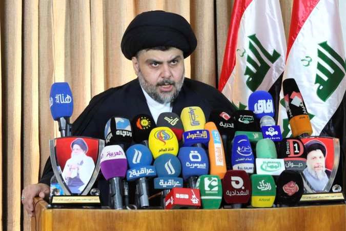 مقتدى الصدر خلال كلمته المتلفزة امسرويترز