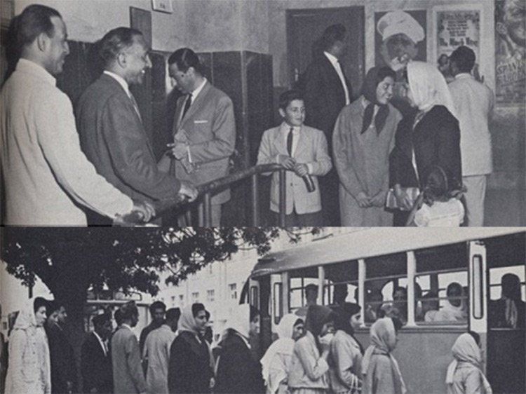 الى الحافلة وعند مدخل احدى دور السينما في العاصمة