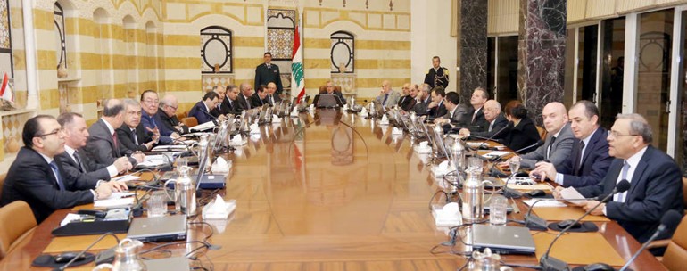الرئيس ميشال سليمان مترئسا جلسة الحكومة في بعبدا مساء امس الاول محمود الطويل