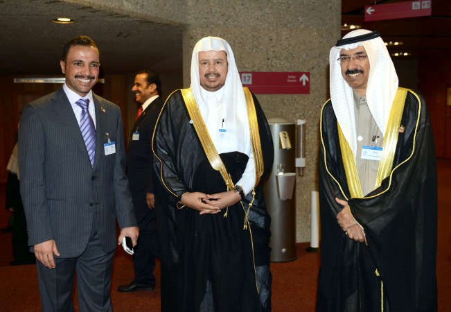 رئيس مجلس الامة مرزوق الغانم مع رئيس مجلس الشورى السعودي ورئيس مجلس الشورى القطري