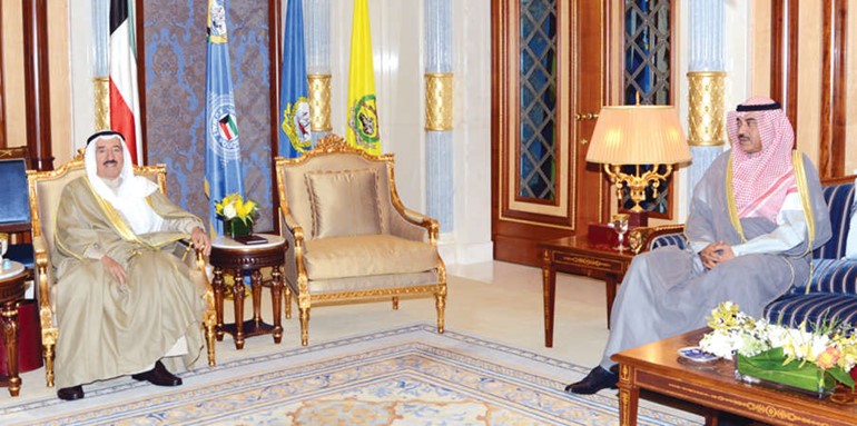 صاحب السمو الامير الشيخ صباح الاحمد مستقبلا النائب الاول لرئيس مجلس الوزراء ووزير الخارجية الشيخ صباح الخالد ﻿