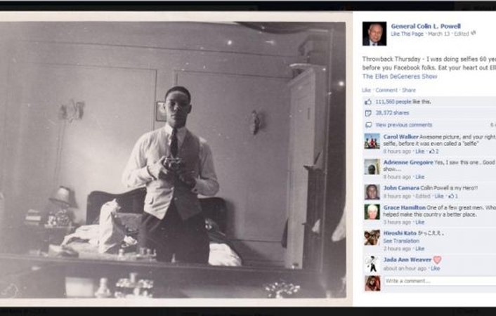 كولن باول التقط أوّل Selfie قبل 60 عاماً