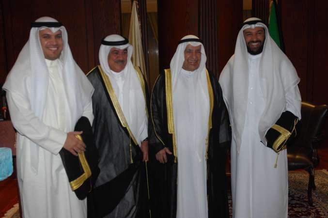 دعلي العمير وعلي الغانم ومصطفى الشمالي ودمحمد الهاشل خلال الحفل ﻿
