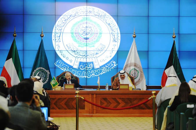  الشيخ صباح الخالد اثناء المؤتمر الصحافي المشترك مع الامين العام لجامعة الدول العربية د نبيل العربي 