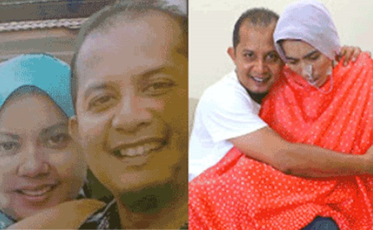 بالصور.. زوج مخلص يترك عمله ويرهن ممتلكاته لرعاية زوجته المريضة