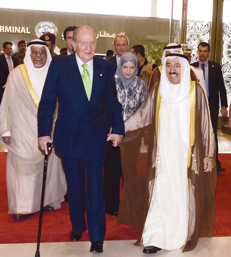 صاحب السمو الامير الشيخ صباح الاحمد في وداع الملك خوان كارلوس الاول
