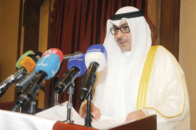 الشيخ احمد المشعل متحدثا في حفل الافتتاح