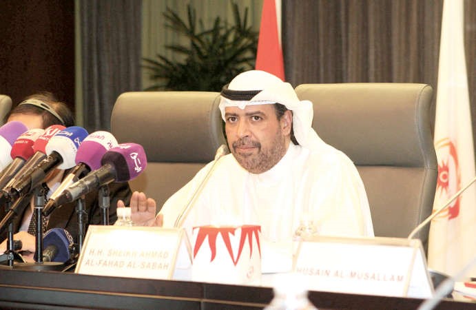 رئيس المجلس الاولمبي الاسيوي الشيخ احمد الفهد يتحدث في المؤتمر الصحافي ﻿