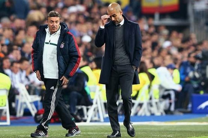 غوارديولا حزينا عقب خسارة بايرن ميونيخ امام ريال مدريد في سانتياغو برنابيو