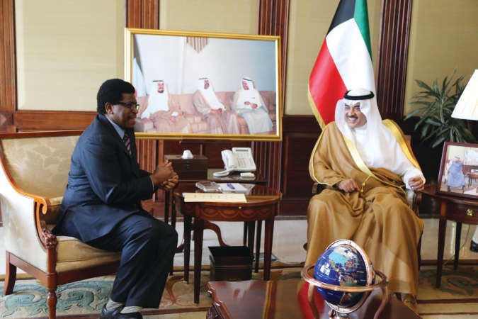 الشيخ صباح الخالد اثناء استقباله سفير مملكة سوازيلاند الامير سينزانجخونا ﻿