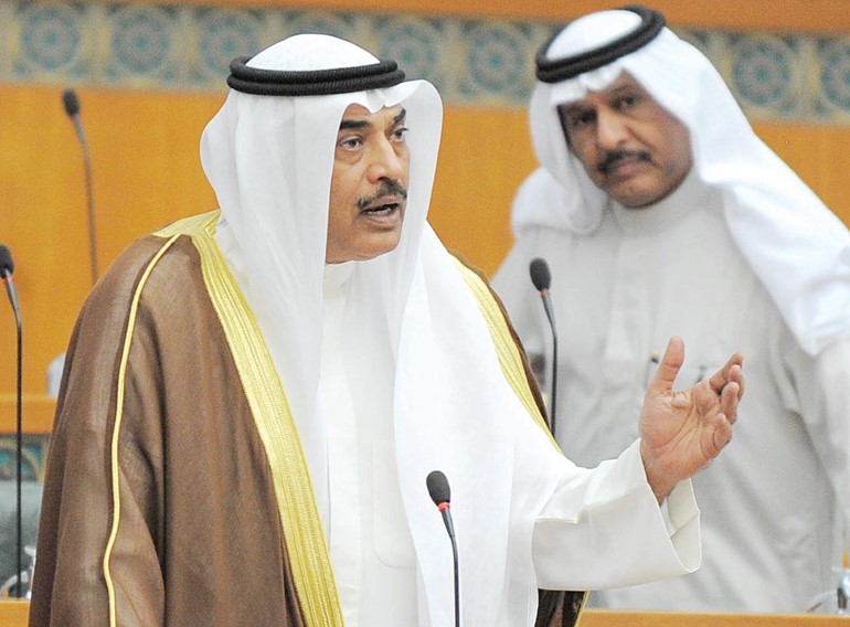 رئيس الوزراء بالانابة ووزير الخارجية الشيخ صباح الخالد يرد على النواب في مجلس الامة امس