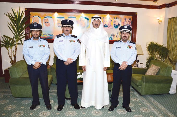 الشيخ فواز الخالد مستقبلا اللواء يوسف الانصاري والوفد المرافق له﻿