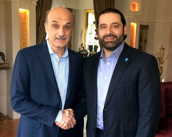 رئيس الحكومة السابق سعد الحريري مستقبلا المرشح الرئاسي سمير جعجع في باريس محمود الطويل