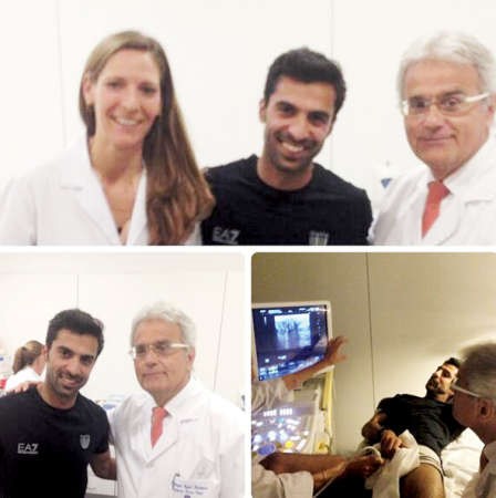 وليد علي مع الفريق الطبي في برشلونة﻿