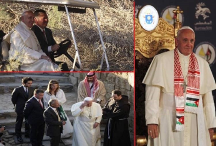 بالصور.. البابا فرانسيس الأول يرتدي الكوفية