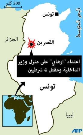 تونس: مقتل رجال شرطة في هجوم استهدف منزل وزير الداخلية