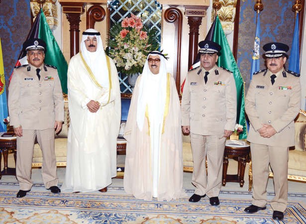 صاحب السمو الامير مستقبلا الشيخ محمد الخالد واللواءات خالد الديين وجمال الصايغ ومازن الجراح
