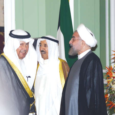 صاحب السمو الامير والرئيس الايراني ويبدو السفير احمد فهد الفهد مدير مكتب صاحب السمو الامير﻿