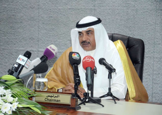 الشيخ صباح الخالد خلال المؤتمر الصحافي ﻿