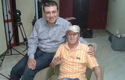 بالصور.. سعيد صالح وزوجته فى أول ظهور بعد شفائه مع عمرو الليثى