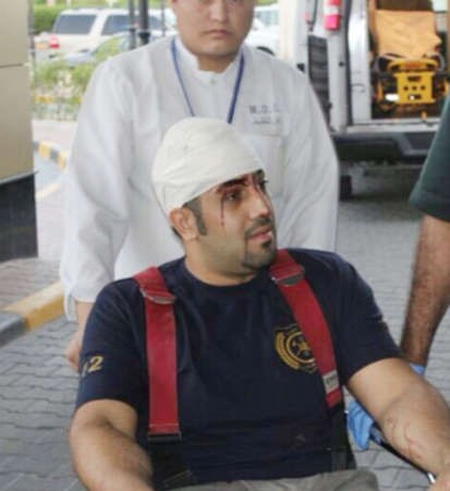 ضابط الاطفاء بعد تلقيه العلاج﻿