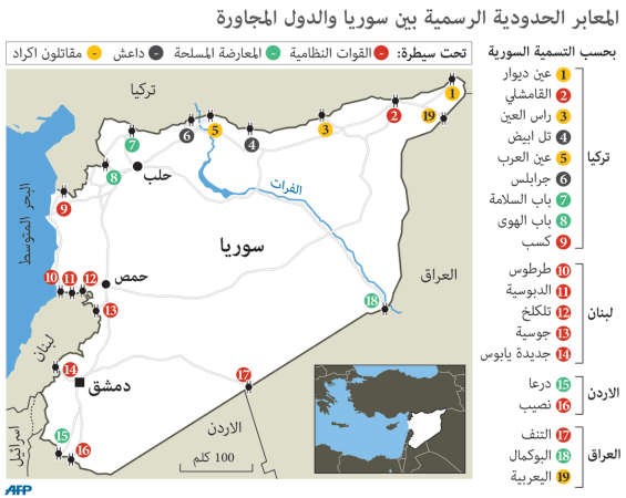 النظام يعلن استعادة كسب ومعبرها الحدودي من المعارضة والأكراد يسيطرون على معبر ربيعة بعد انسحاب الجيش العراقي