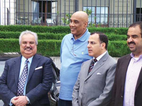 الشيخ خالد بدر المحمد والسفير جمال الغنيم ويوسف الماجد والسفير ضرار رزوقي