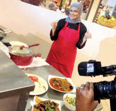 الشيف سعاد الدرباس اثناء التصوير