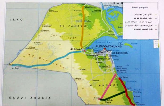 خارطة تبين مواقع الطرق التي سيتم تجميلها