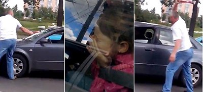 بالفيديو.. نجاة أسرة روسية من هجوم بفأس على سيارتها